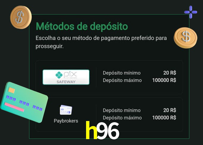 O cassino h96 oferece uma grande variedade de métodos de pagamento